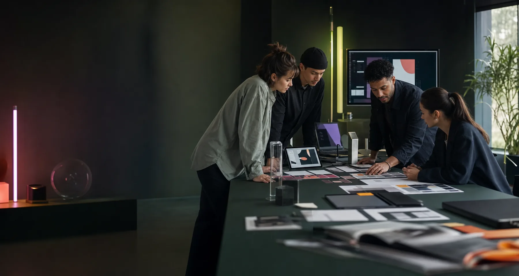 Creatief ontwerpteam werkt samen aan digitale concepten